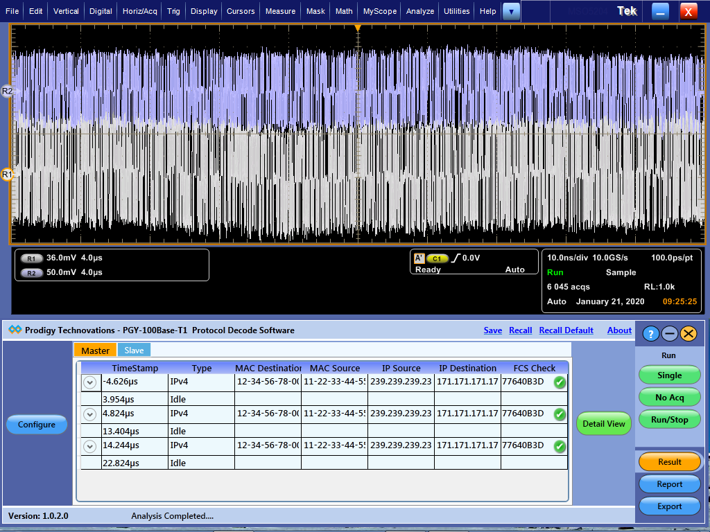 100BaseT1 automatisch Ethernet-Protokoll Dekodieren Software