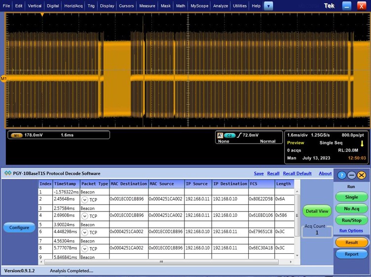 10BaseT1S Protocol Decode Software